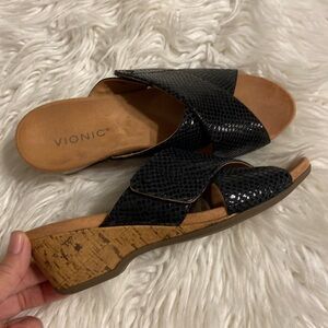 Vionic Black Slide Sandals